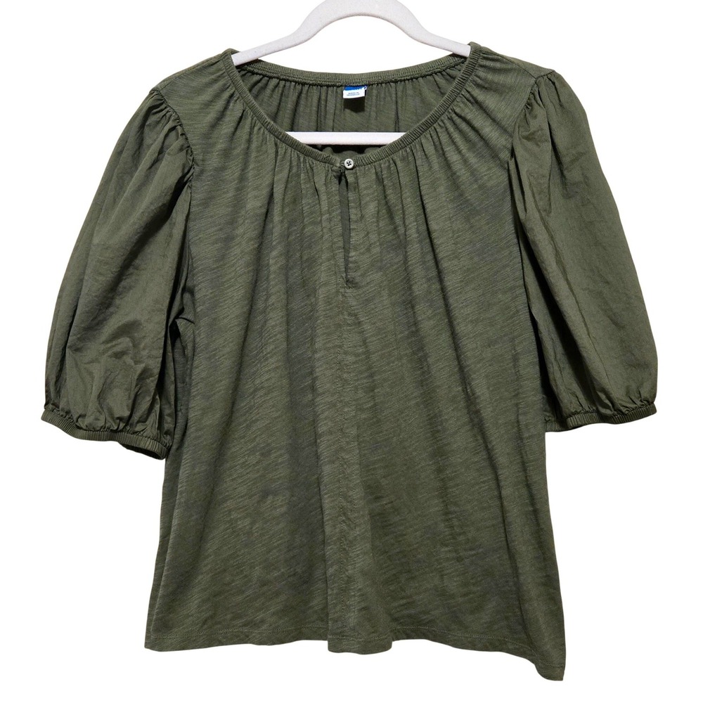 Old Navy, Boho Prairie Cottagecore Army‎ Green, Cotton Poet's Blouse, Size Large
